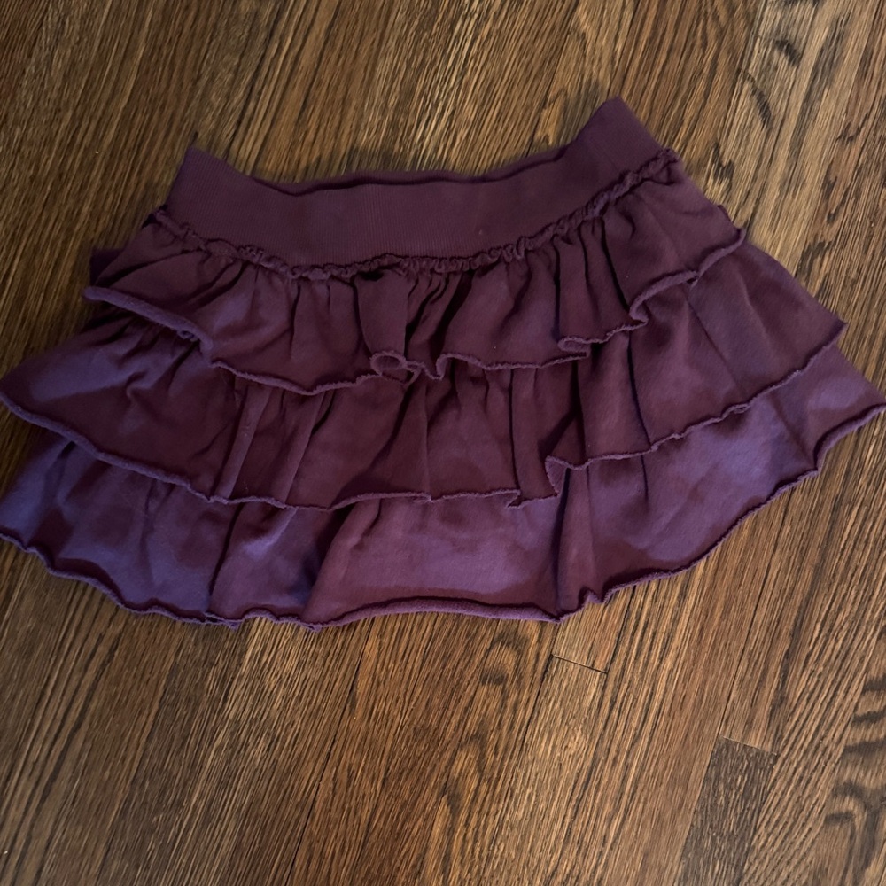 Katie J NYC Plum Tiered Ruffle Mini Skirt